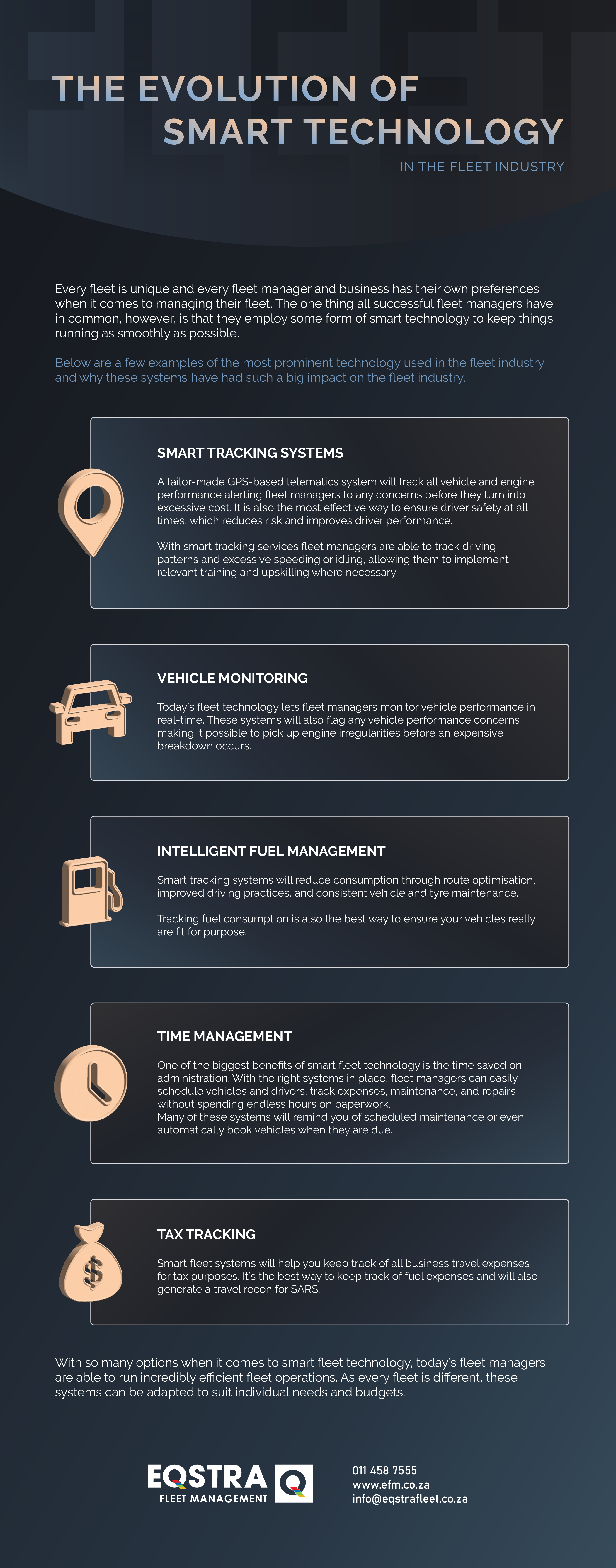 The evolution of smart technology in the fleet industry infographic.